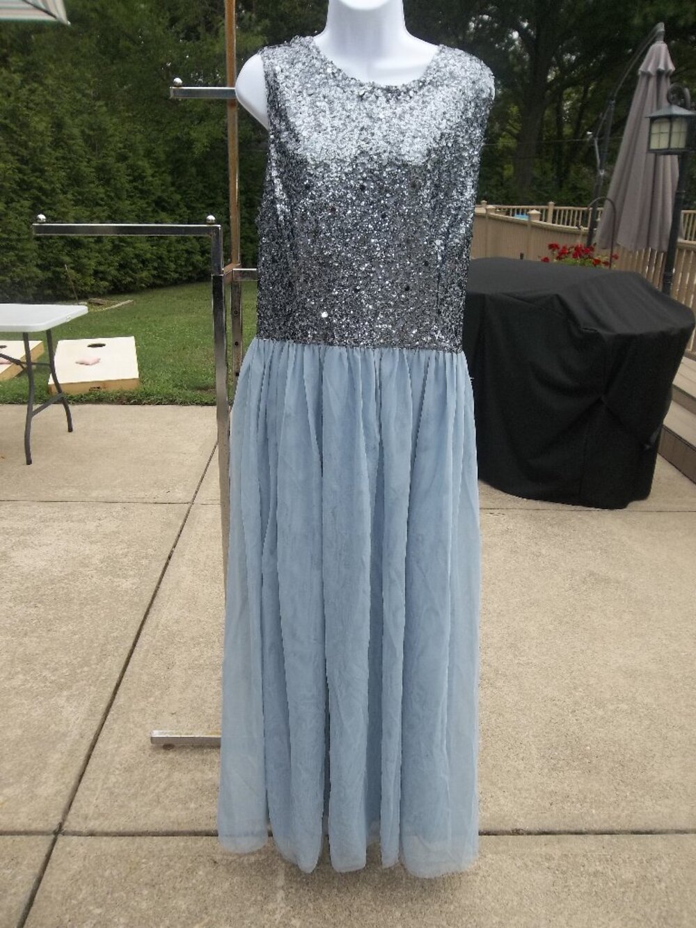 NWT CITY CHIC LT BLUE SEQUIN&CHIFFON BALL GOWN L/20
